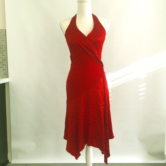 bebe Dresses & Skirts - Bebe T-Strap Asymmetrical Maxi Dress Red S